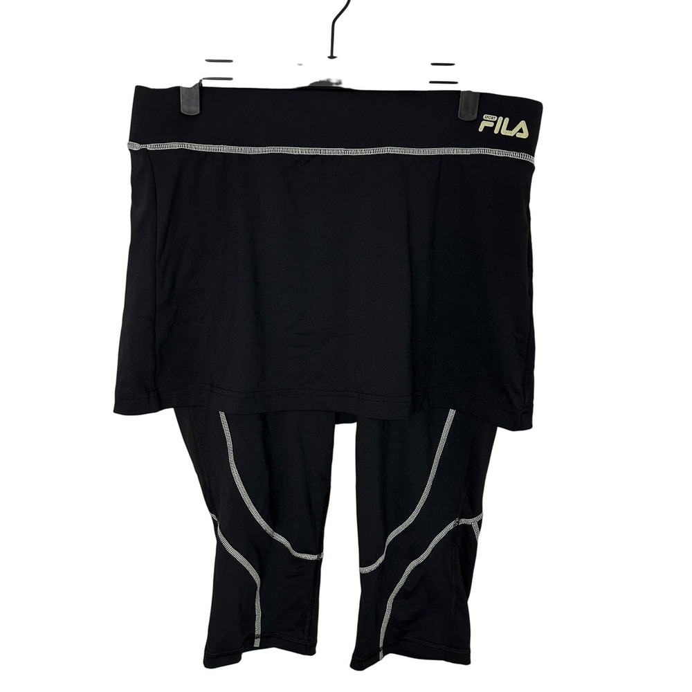 Fila Sport Running Womens Black Skapri Skirted Capri Leggings Size Medium
